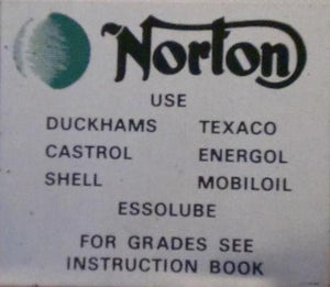 Norton Decal "Recomended Oil Brands" Dryfix