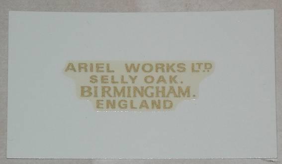 Ariel Works Ltd. Gold Transfer 1926/32