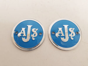 AJS Tankbadge /Pair 1956-60 Silver & Blue