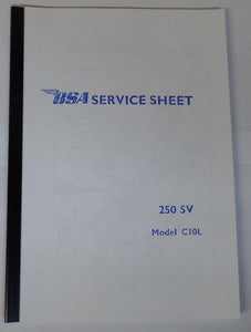 BSA C10L 250 SV Service Sheet / Instruction Book