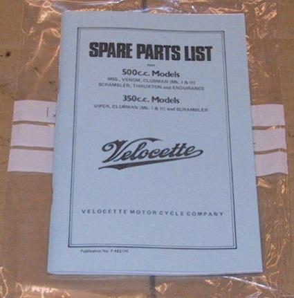Velocette Spare Parts Book