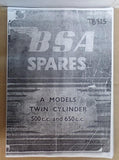 BSA Spare Parts Book Copy A Model A7/A10 500cc and 650cc 1949-53