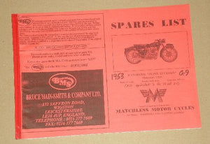 Matchless Spares List 1953