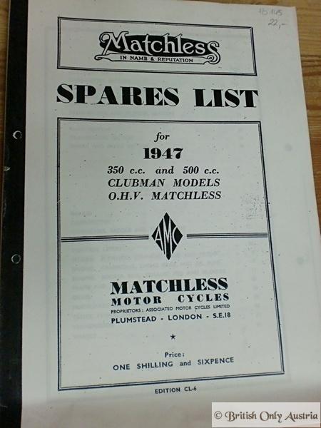 Matchless Spares List 1947 Copy
