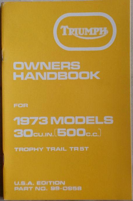 Owners Handbook for Triumph 1973 U.S.A Edition