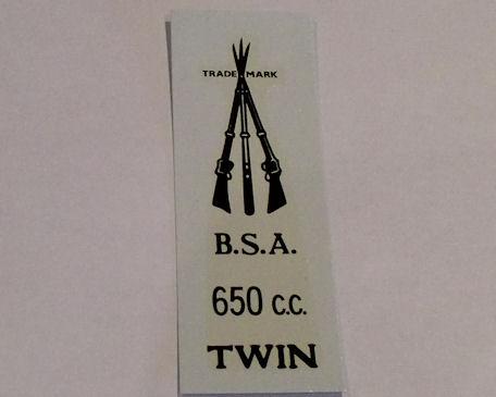 BSA 650cc Twin Transfer for Rear Number Plate from 1946