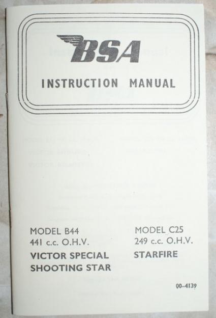 BSA B44/C25 Instruction Manual