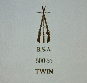 BSA 500cc Twin Transfer for rear number plate from 1946