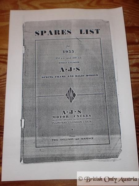 AJS Spares List 350 cc and 500 cc - 1955 / Copy
