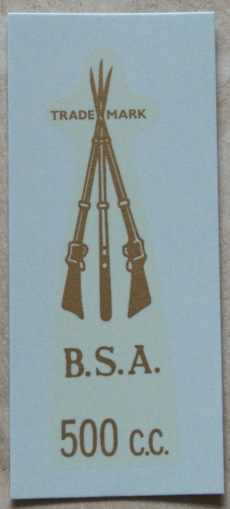BSA Transfer for rear Number Plate Bracket 500cc from 1946