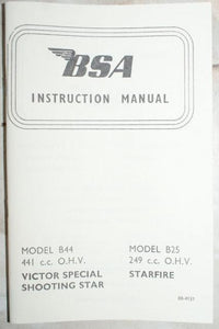 BSA B25/B44 Shooting Star Owners Handbook