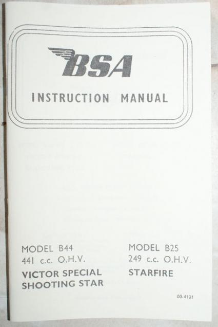 BSA B25/B44 Shooting Star Owners Handbook