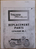 Triumph Twenty one Replacement Parts Catalogue No.1 1957, Copy