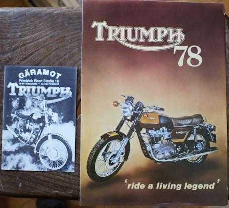 Triumph 78 'ride a living legend', Brochure