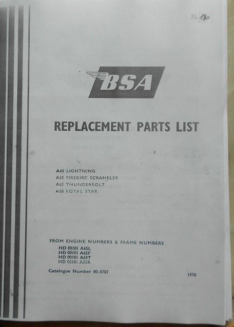 BSA Replacement Parts List 1970 Copy