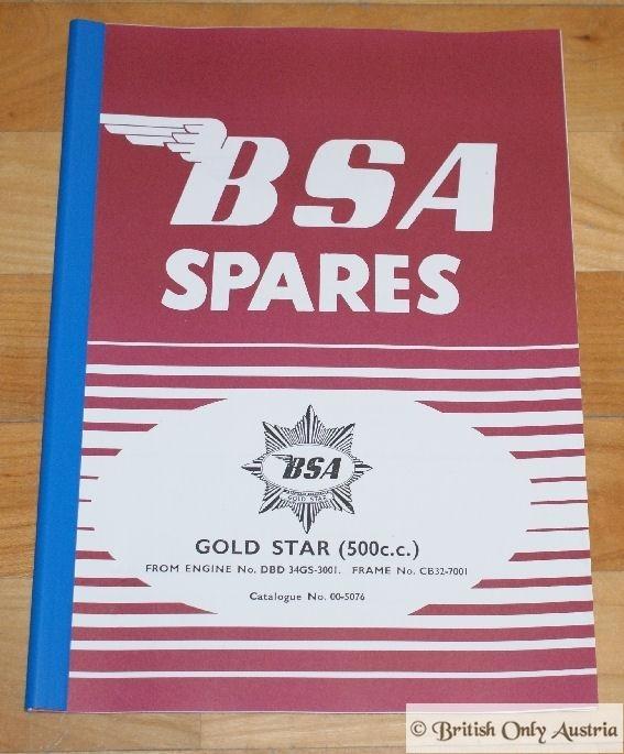 BSA Parts Book Goldstar 500cc