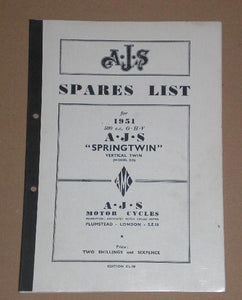 AJS Spares List 1951 500c.c. O.H.V. "Springtwin" vertical twin (Model 20) Copy