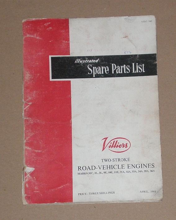 Villiers Spare Parts List-Two Stroke-1964 Two-Stroke Road-Vehicle Engines Marks 31C, 2L, 3L, 9E,...