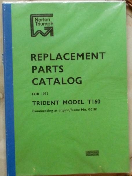 Triumph Trident Model T160 Parts Book 1975