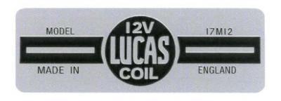 Lucas 17M12 12V Coil Sticker