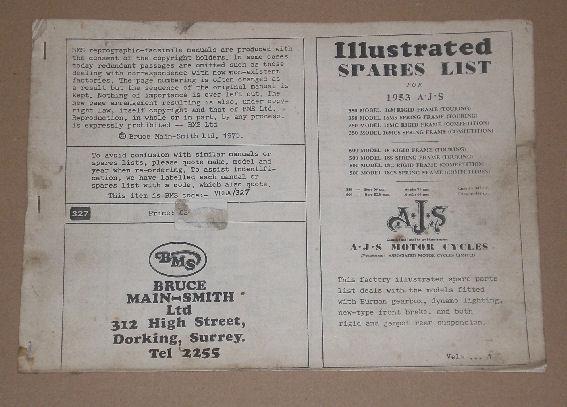 AJS Illustrated Spares List 1953 16M.16MS.16MC.16MCS.Mod.18.Mod.18S.Mod.18C.Mod
