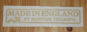 Made in England by Norton Triumph Transfer