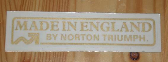 Made in England by Norton Triumph Transfer