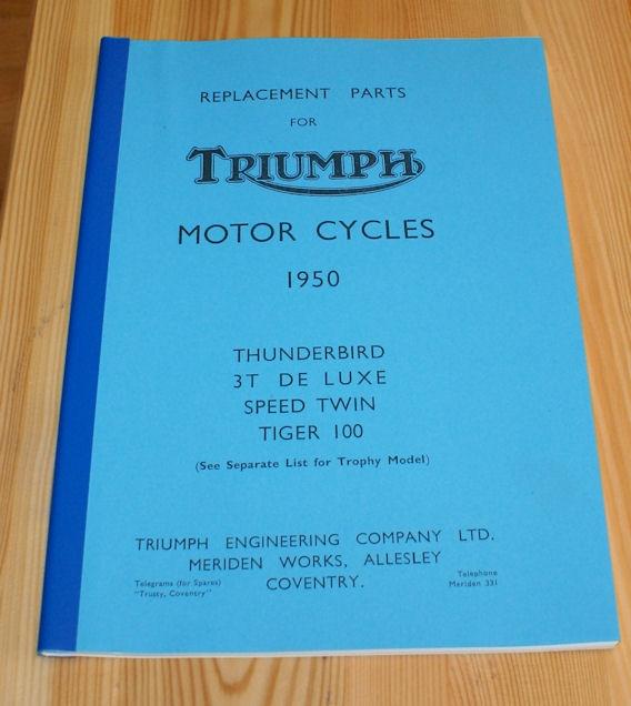 Triumph Parts Book 1950 Thunderbird.3T De Lue.Speed Twin Tiger100