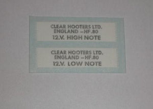 Triumph Daytona Clear Hooters Ltd H & L Note Sticker for Horn 1970's