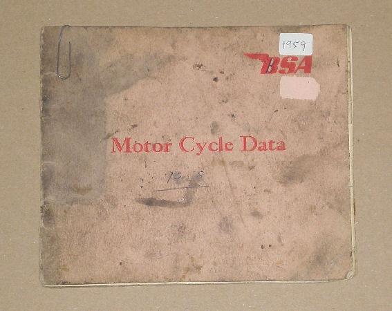 BSA Motor Cycle Data - 1959