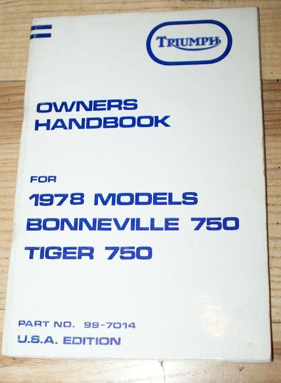 Owners Handbook Triumph for 1978 Models